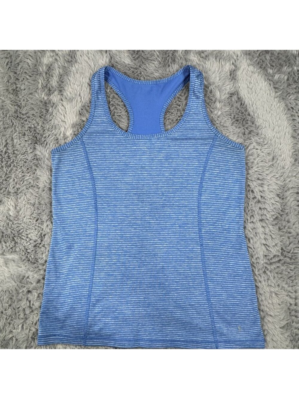 Danskin Now Women's Blue Striped Racerback Moisture Wicking Tank Top Size S